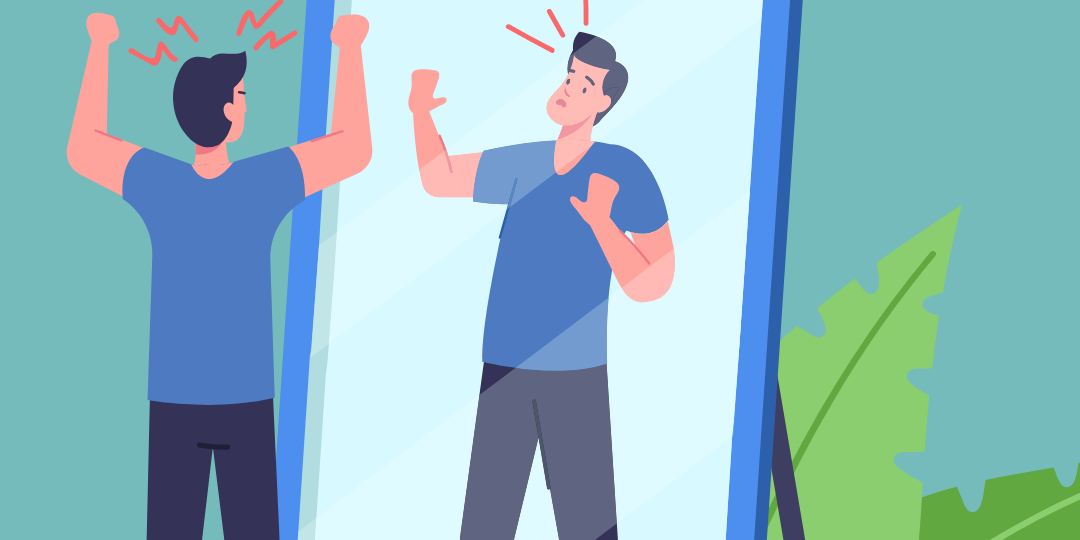 Person recognizing negative self-talk - CBT therapy online